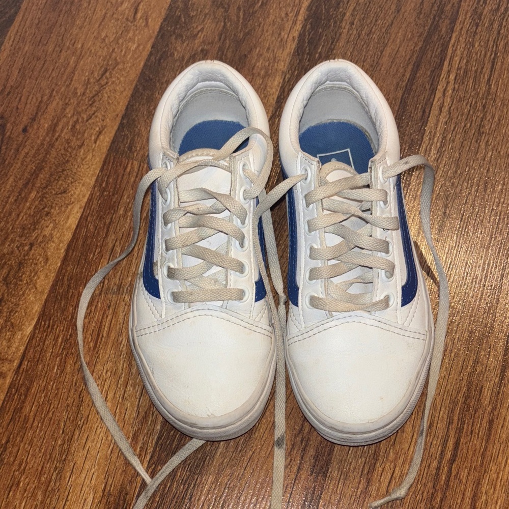 Kid Vans White and Blue Sneakers